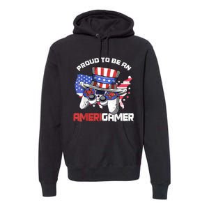 Gamer 4th Of July Gift Funny Controller American Flag Premium Hoodie