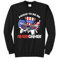 Gamer 4th Of July Gift Funny Controller American Flag Tall Sweatshirt