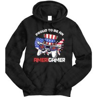 Gamer 4th Of July Gift Funny Controller American Flag Tie Dye Hoodie