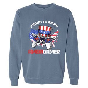 Gamer 4th Of July Gift Funny Controller American Flag Garment-Dyed Sweatshirt