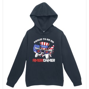 Gamer 4th Of July Gift Funny Controller American Flag Urban Pullover Hoodie