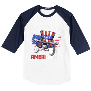 Gamer 4th Of July Gift Funny Controller American Flag Baseball Sleeve Shirt