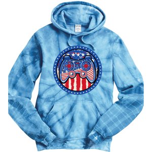 Gamer 4th of July American Flag Video Game Controller Tie Dye Hoodie