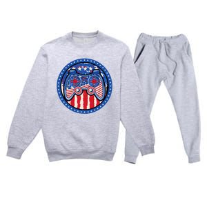 Gamer 4th of July American Flag Video Game Controller Premium Crewneck Sweatsuit Set