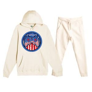 Gamer 4th of July American Flag Video Game Controller Premium Hooded Sweatsuit Set