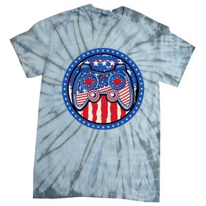 Gamer 4th of July American Flag Video Game Controller Tie-Dye T-Shirt