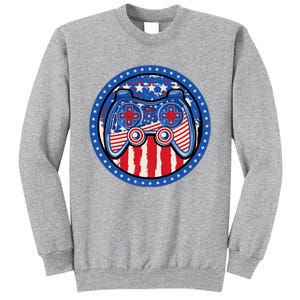 Gamer 4th of July American Flag Video Game Controller Tall Sweatshirt