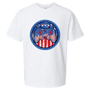 Gamer 4th of July American Flag Video Game Controller Sueded Cloud Jersey T-Shirt