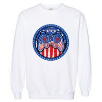 Gamer 4th of July American Flag Video Game Controller Garment-Dyed Sweatshirt