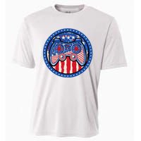 Gamer 4th of July American Flag Video Game Controller Cooling Performance Crew T-Shirt