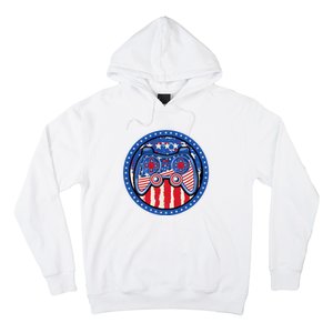 Gamer 4th of July American Flag Video Game Controller Hoodie