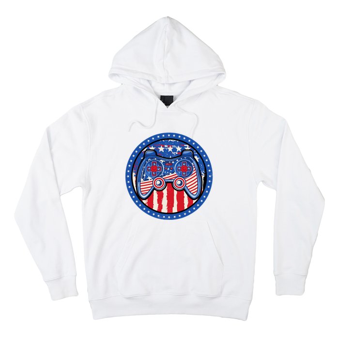 Gamer 4th of July American Flag Video Game Controller Hoodie