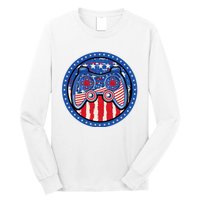 Gamer 4th of July American Flag Video Game Controller Long Sleeve Shirt