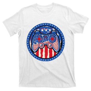 Gamer 4th of July American Flag Video Game Controller T-Shirt