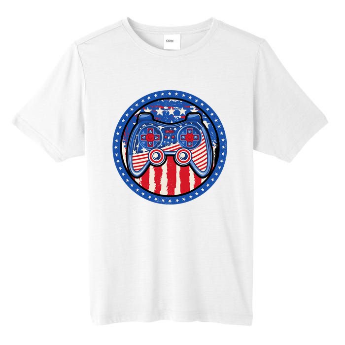 Gamer 4th of July American Flag Video Game Controller Tall Fusion ChromaSoft Performance T-Shirt