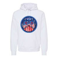 Gamer 4th of July American Flag Video Game Controller Premium Hoodie