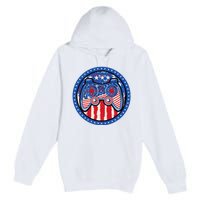 Gamer 4th of July American Flag Video Game Controller Premium Pullover Hoodie