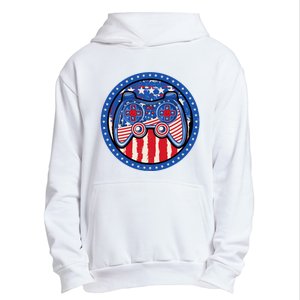 Gamer 4th of July American Flag Video Game Controller Urban Pullover Hoodie