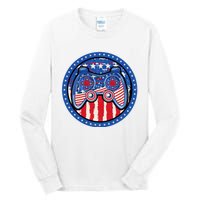 Gamer 4th of July American Flag Video Game Controller Tall Long Sleeve T-Shirt