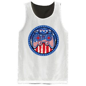 Gamer 4th of July American Flag Video Game Controller Mesh Reversible Basketball Jersey Tank