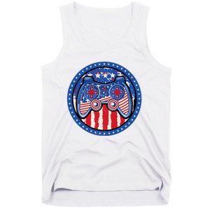 Gamer 4th of July American Flag Video Game Controller Tank Top