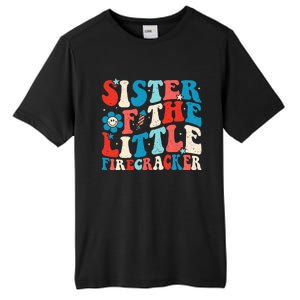 Groovy 4th Of July Birthday Sister Of The Little Firecracker Tall Fusion ChromaSoft Performance T-Shirt