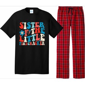 Groovy 4th Of July Birthday Sister Of The Little Firecracker Pajama Set