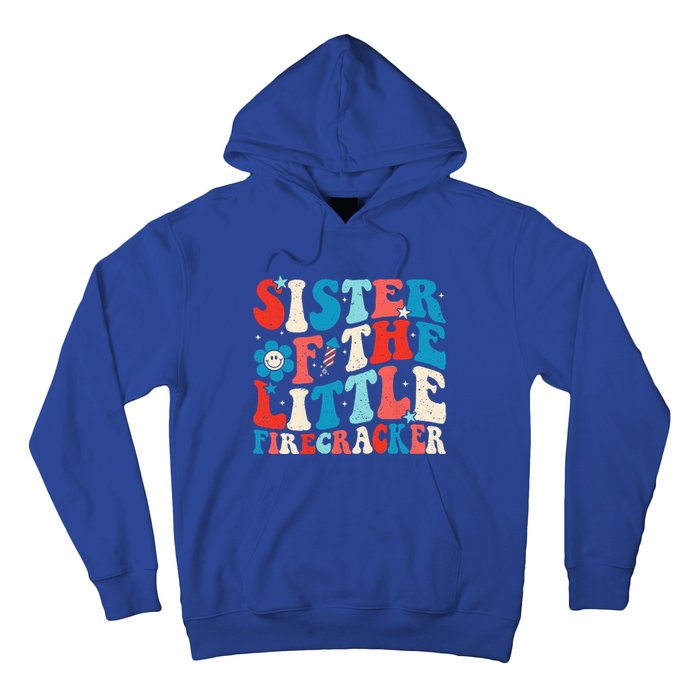 Groovy 4th Of July Birthday Sister Of The Little Firecracker Hoodie