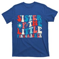 Groovy 4th Of July Birthday Sister Of The Little Firecracker T-Shirt