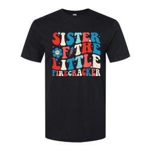 Groovy 4th Of July Birthday Sister Of The Little Firecracker Softstyle CVC T-Shirt