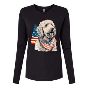 Goldendoodle 4th Of July Patriotic Golden Doodle Dog Womens Cotton Relaxed Long Sleeve T-Shirt