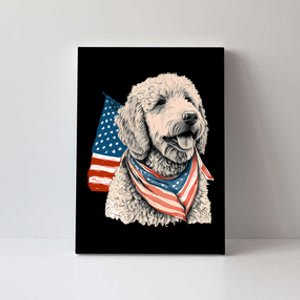 Goldendoodle 4th Of July Patriotic Golden Doodle Dog Canvas