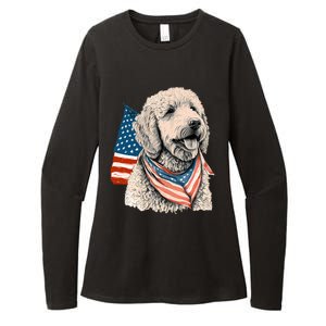 Goldendoodle 4th Of July Patriotic Golden Doodle Dog Womens CVC Long Sleeve Shirt