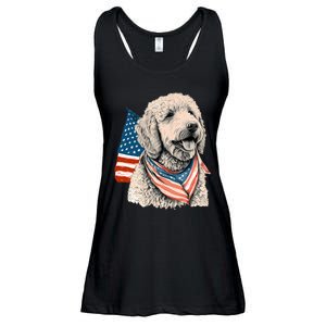 Goldendoodle 4th Of July Patriotic Golden Doodle Dog Ladies Essential Flowy Tank