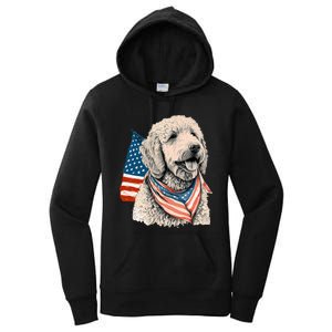 Goldendoodle 4th Of July Patriotic Golden Doodle Dog Women's Pullover Hoodie