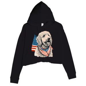 Goldendoodle 4th Of July Patriotic Golden Doodle Dog Crop Fleece Hoodie