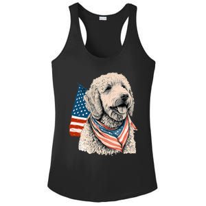 Goldendoodle 4th Of July Patriotic Golden Doodle Dog Ladies PosiCharge Competitor Racerback Tank