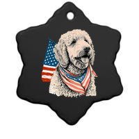 Goldendoodle 4th Of July Patriotic Golden Doodle Dog Ceramic Star Ornament