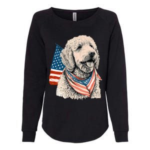 Goldendoodle 4th Of July Patriotic Golden Doodle Dog Womens California Wash Sweatshirt