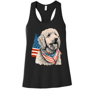 Goldendoodle 4th Of July Patriotic Golden Doodle Dog Women's Racerback Tank