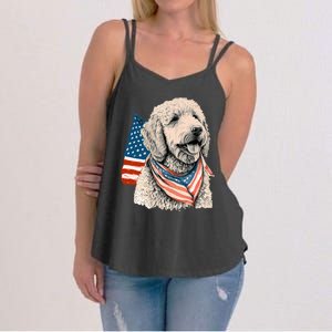 Goldendoodle 4th Of July Patriotic Golden Doodle Dog Women's Strappy Tank