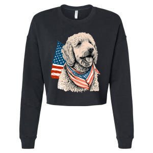 Goldendoodle 4th Of July Patriotic Golden Doodle Dog Cropped Pullover Crew