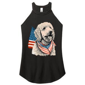 Goldendoodle 4th Of July Patriotic Golden Doodle Dog Women's Perfect Tri Rocker Tank