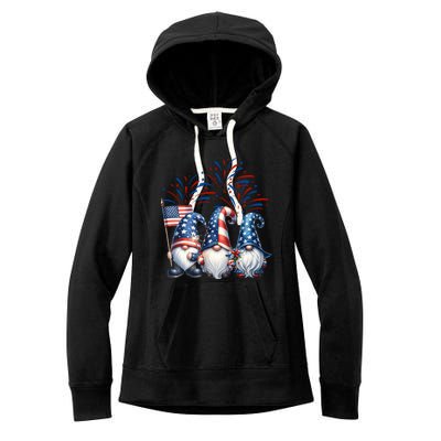 Gnomes 4th Of July Usa Independence Day Gift Women's Fleece Hoodie