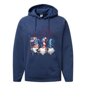 Gnomes 4th Of July Usa Independence Day Gift Performance Fleece Hoodie