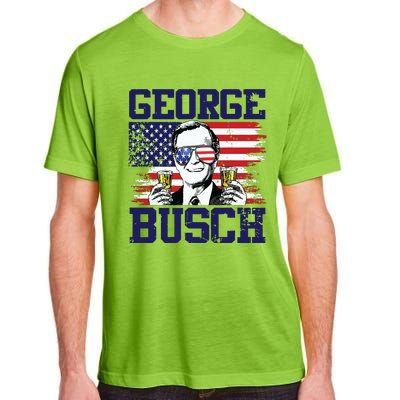 George 43rd President Drinking Beer Party Usa Flag July 4th Adult ChromaSoft Performance T-Shirt