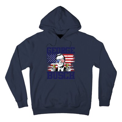 George 43rd President Drinking Beer Party Usa Flag July 4th Hoodie