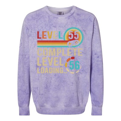 Gamer 55th Birthday Level 55 Complete Level 56 Loading Gift Colorblast Crewneck Sweatshirt