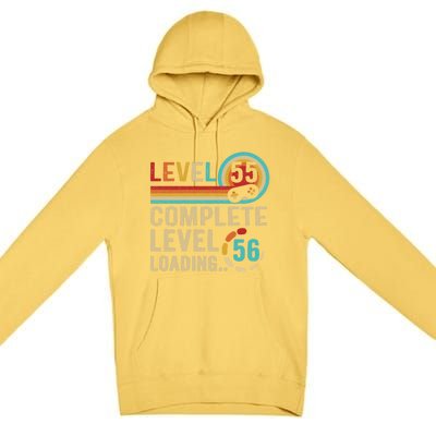 Gamer 55th Birthday Level 55 Complete Level 56 Loading Gift Premium Pullover Hoodie