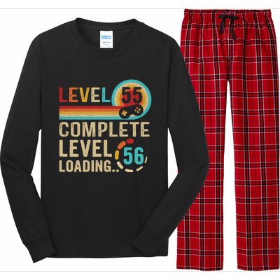 Gamer 55th Birthday Level 55 Complete Level 56 Loading Gift Long Sleeve Pajama Set